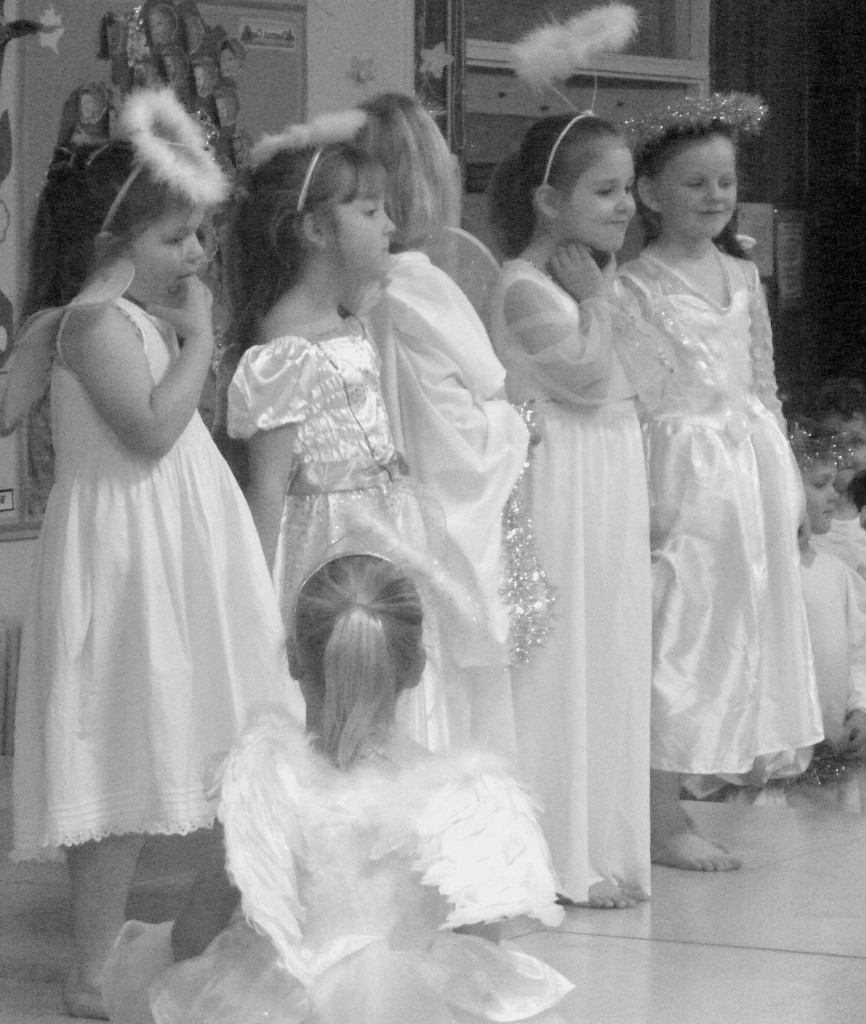 Stage fright nativity angels